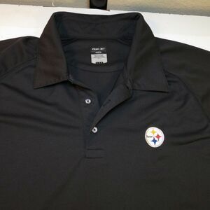 PITTSBURGH STEELERS FOOTBALL POLO GOLF SHIRT Mens L REEBOK Play Dry